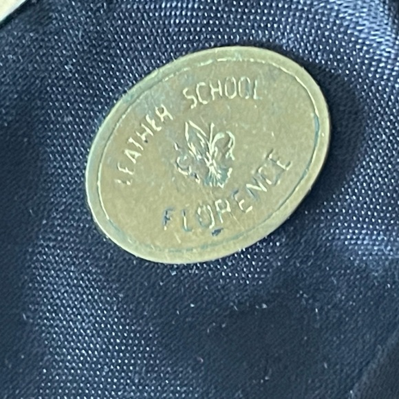 Vintage Leather School Florence Black Suede Evening Clutch lined w Tiny Pearls - Picture 9 of 9